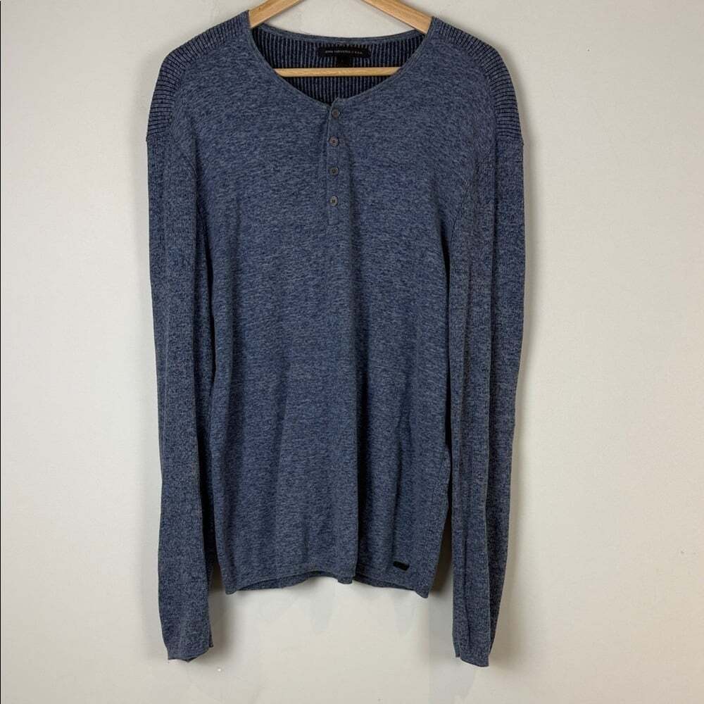 John Varvatos Navy Knit Sweater Size Large